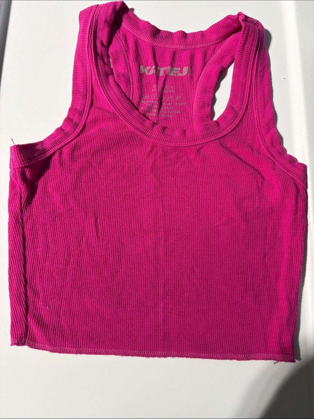 KATIE J NYC magenta Pink Ribbed Tank Top size large
